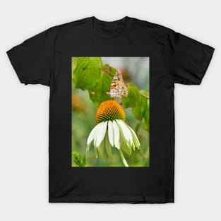 White Swan Echinacea with Butterfly T-Shirt